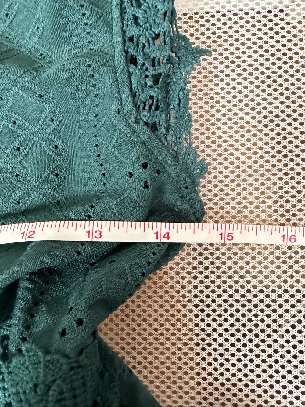 SHEIN Teal Green Eyelet Lace Babydoll Peplum Top Flutter Cap Sleeve V-Neck S EUC - Picture 11 of 14